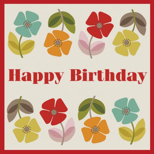 Carte Joyeux Anniversaire Mid Century Poppy Rex London Anciennement Dotcomgiftshop