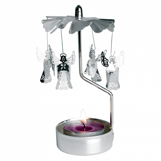Rotating Silver Angels Tealight Holder Rex London