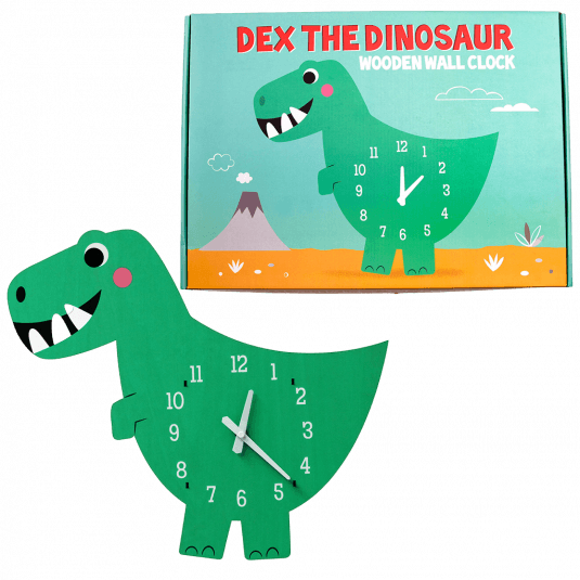 Dex The Dinosaur Wooden Clock Rex London - Childrens Wooden Wall Clocks Uk Dex The Dinosaur Wooden Clock Rex London - Childrens Wooden Wall Clocks Uk
