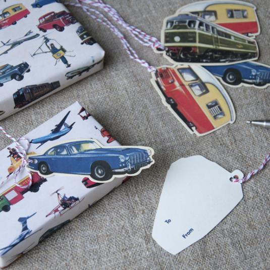 Set Of 6 Vintage Transport Gift Tags Rex London