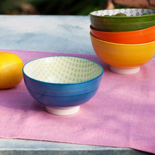 dotcomgiftshop BLUE CERAMIC FLAMENCO BOWL
