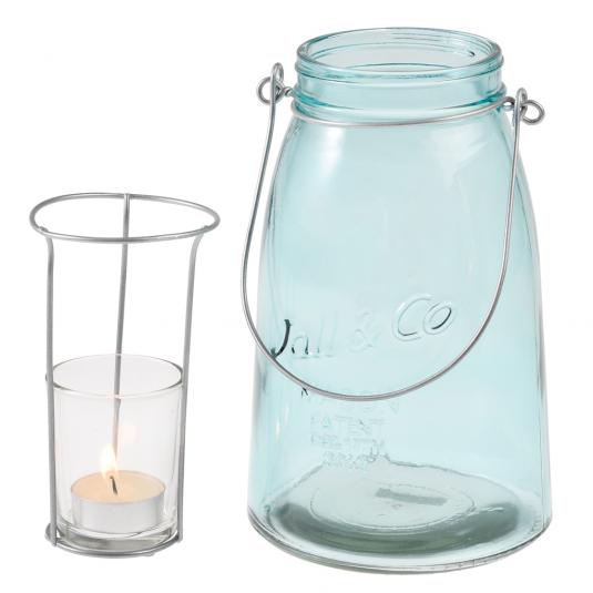 Blue Mason Jar Tealight Holder Rex London