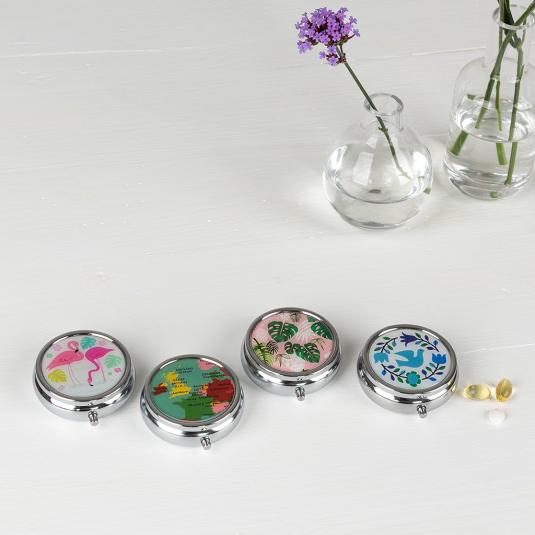 Tropical Palm Pill Box With Mirror Rex London Dotcomgiftshop