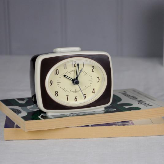 Retro Tv Style Brown Alarm Clock Rex London