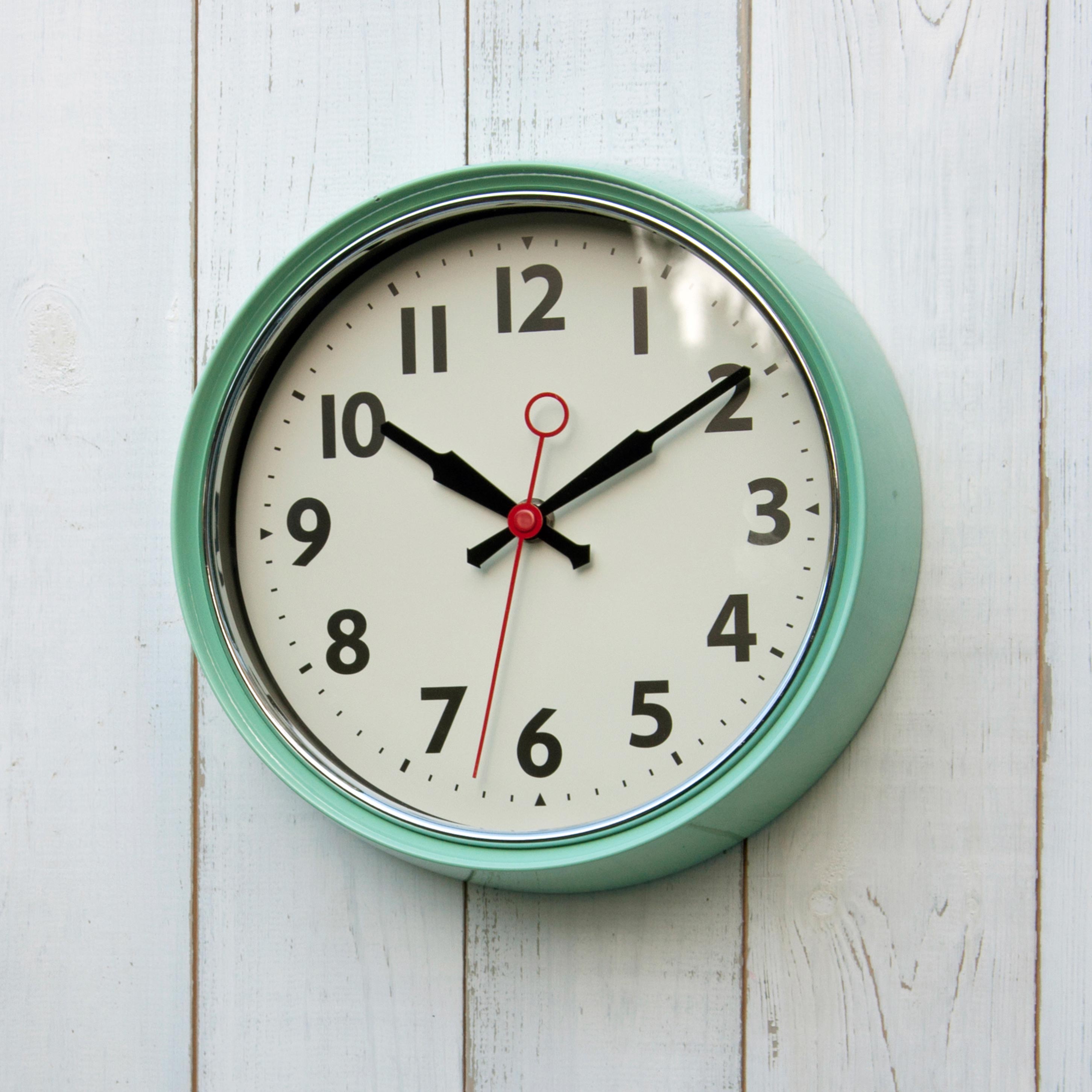 1950s Mint Green Metal Wall Clock Rex London Dotcift Retro Mint Green Metal Wall Clock