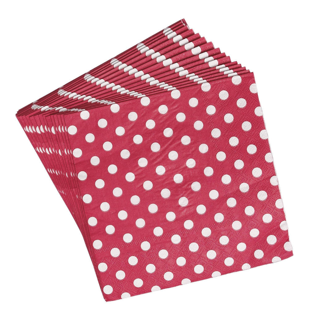 Pack Of 20 Red Spotty Paper Napkins Rex London