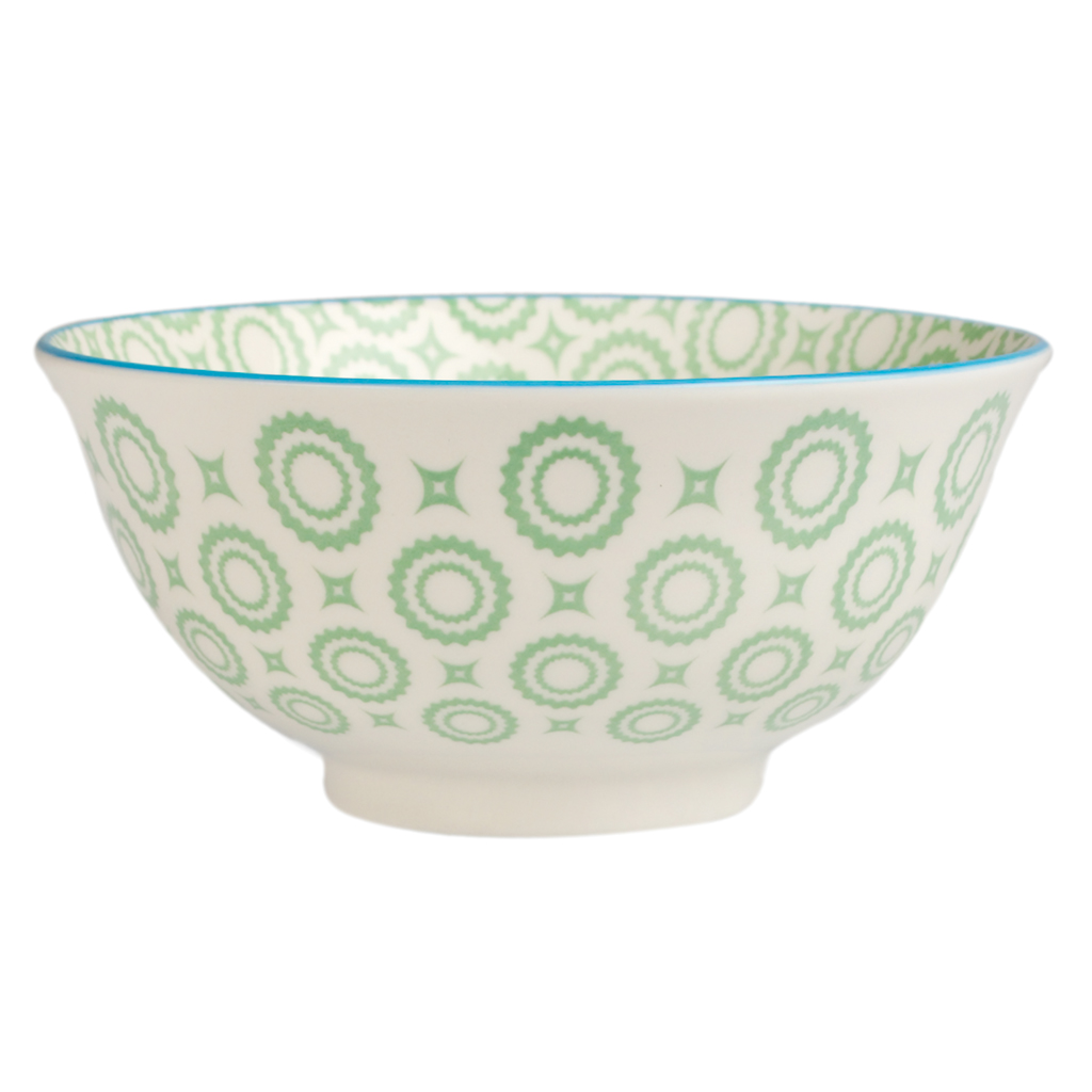 Large Japanese Bowl Green Circles Rex London