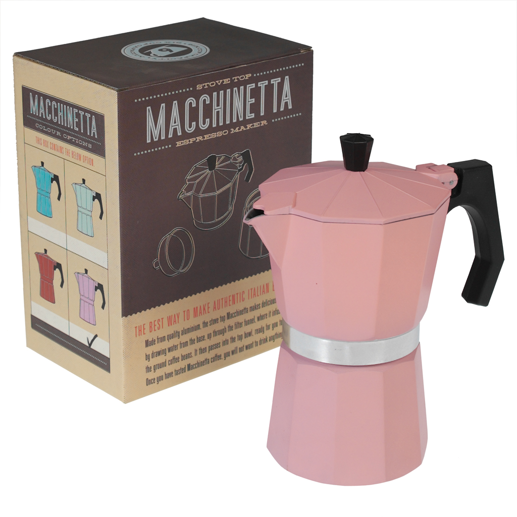 Classic Espresso Coffee Pot Pink Rex London