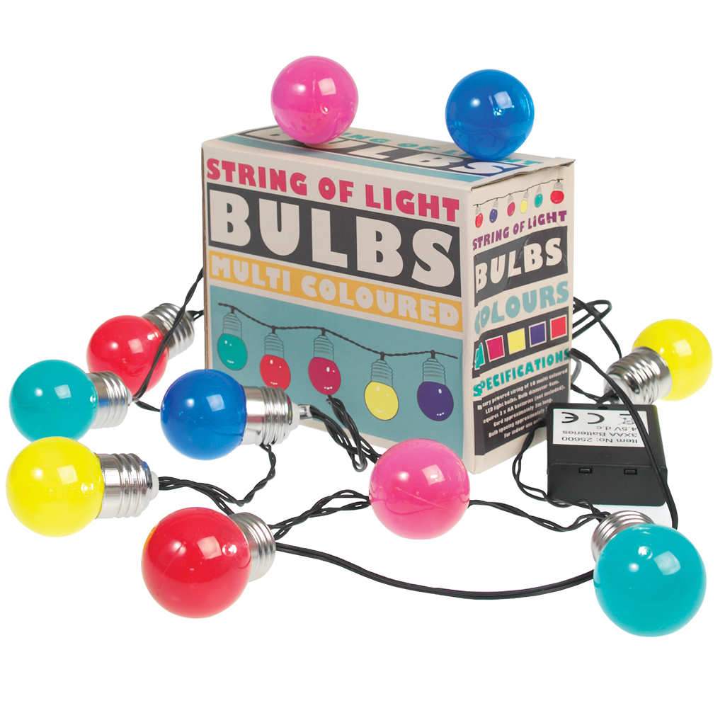 String Of 10 Multicoloured Led Battery Bulb Lights Rex London