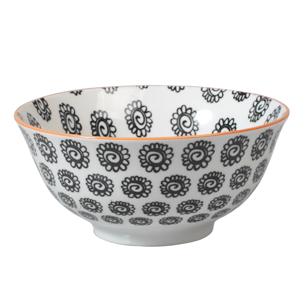 Large Japanese Bowl Black Flowers Rex London