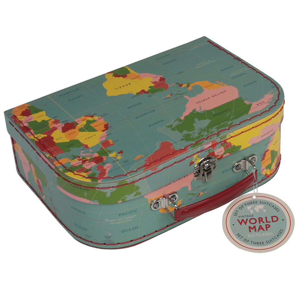 Set Of 3 World Map Travel Cases Rex London
