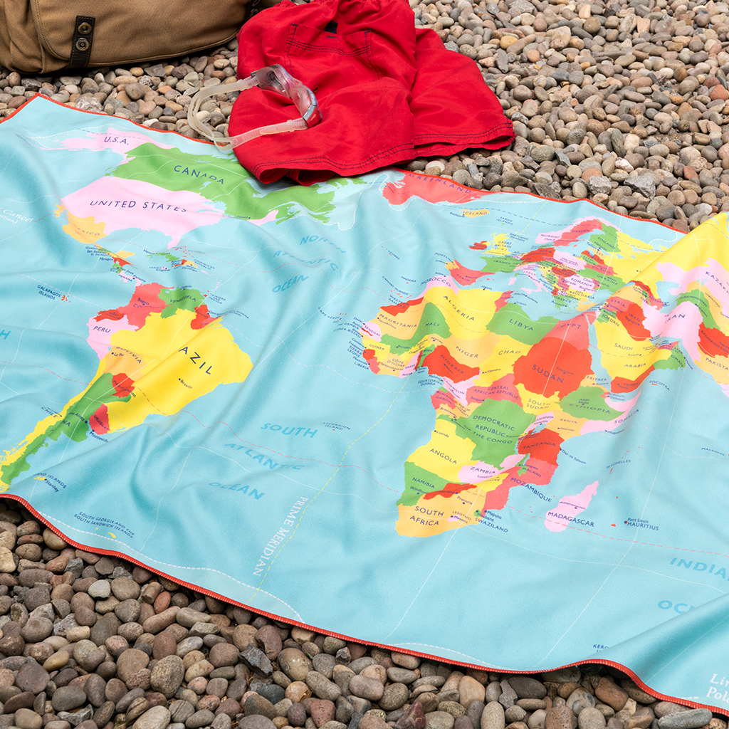 world map travel towel