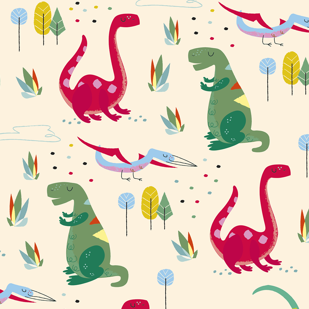 Green Dinosaur Wrapping Paper (5 Sheets) Rex London