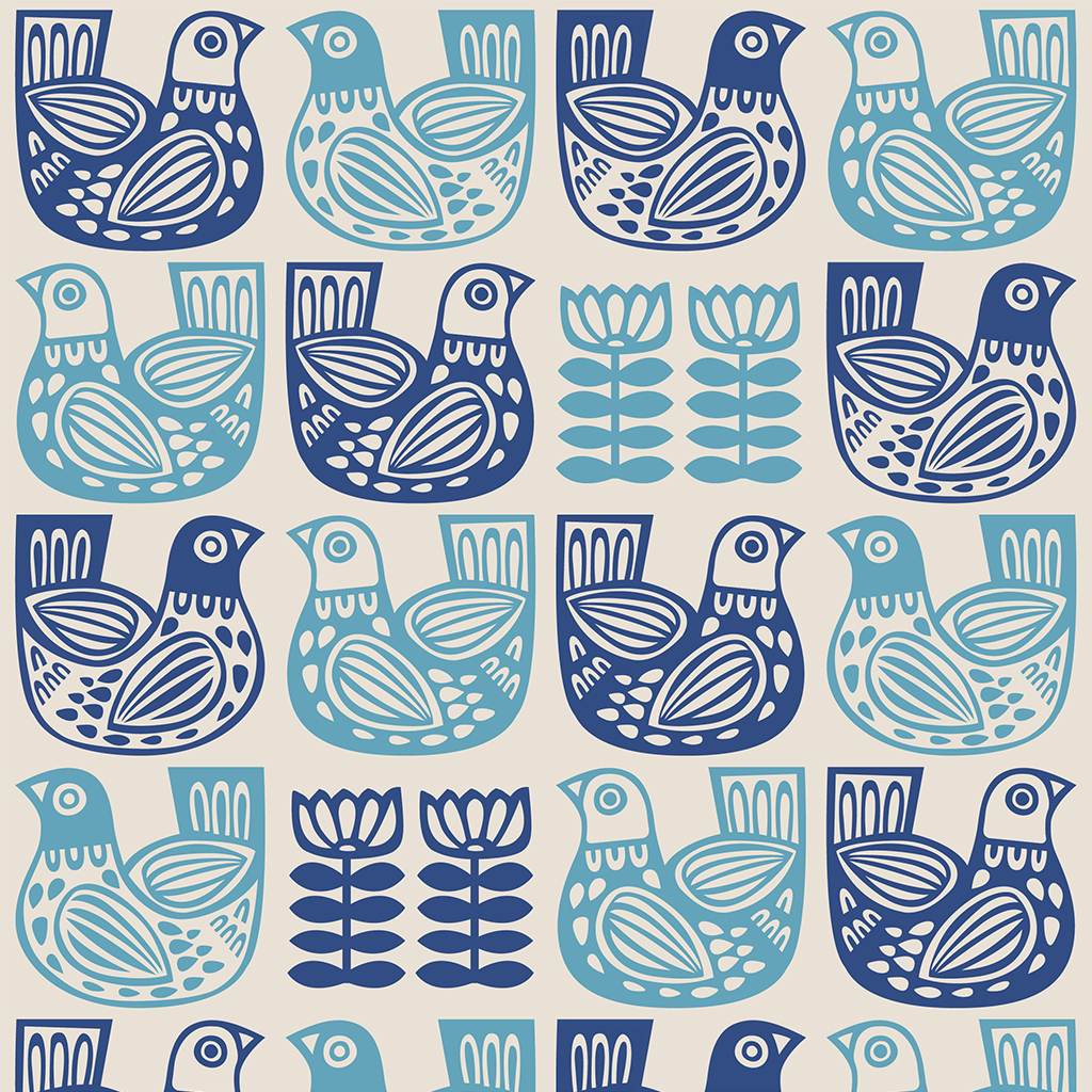 Folk Bird Design Wrapping Paper