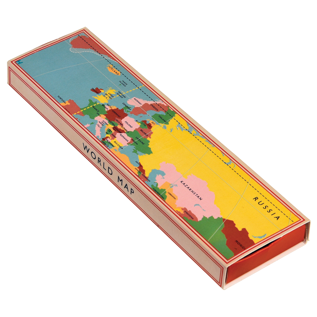 6 X World Map Pencils In A Box Rex London