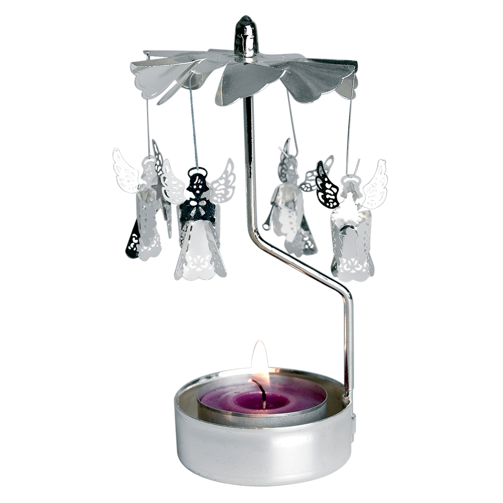 Rotating Silver Angels Tealight Holder Rex London