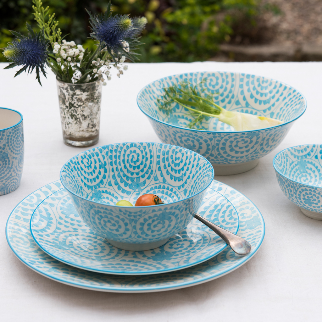 Japanese Dinner Plate Blue Swirls Rex London