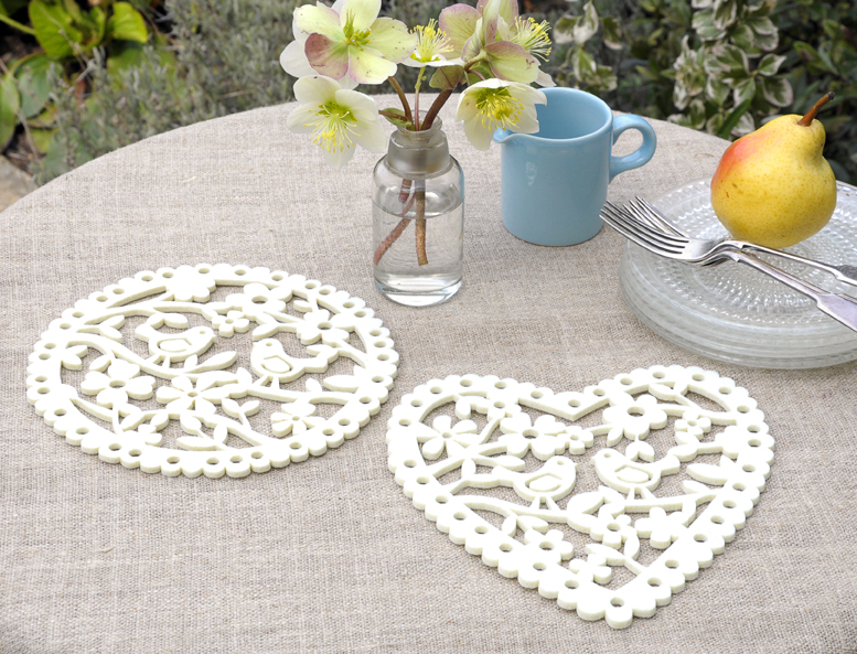 Ivory Lovebird Round Felt Placemat Rex London