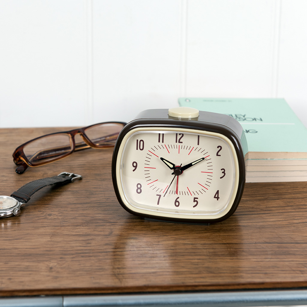 Retro Brown Alarm Clock Rex London
