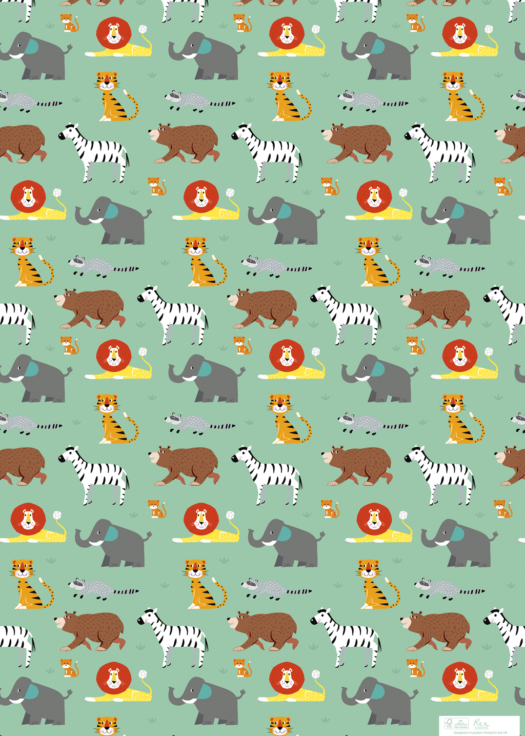 animal park wrapping paper 5 sheets rex london dotcomgiftshop