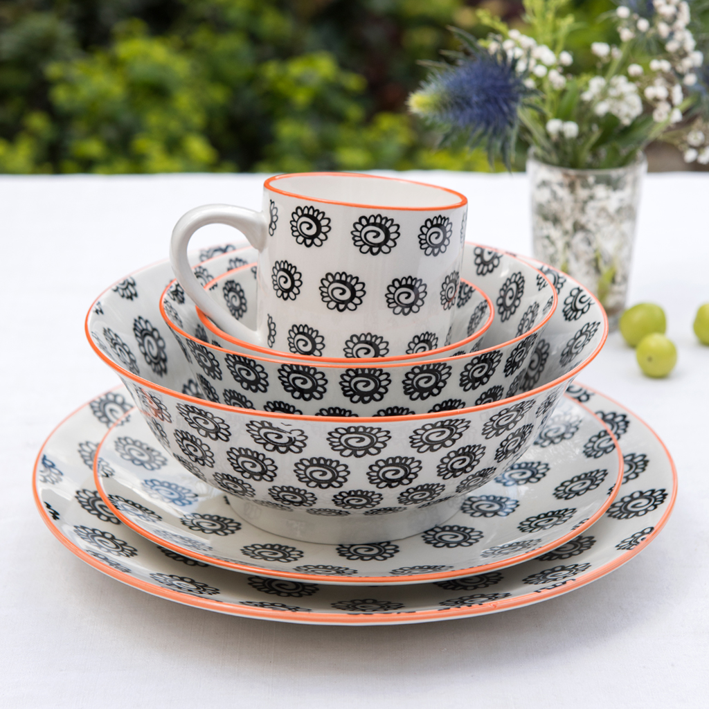 Large Japanese Bowl Black Flowers Rex London