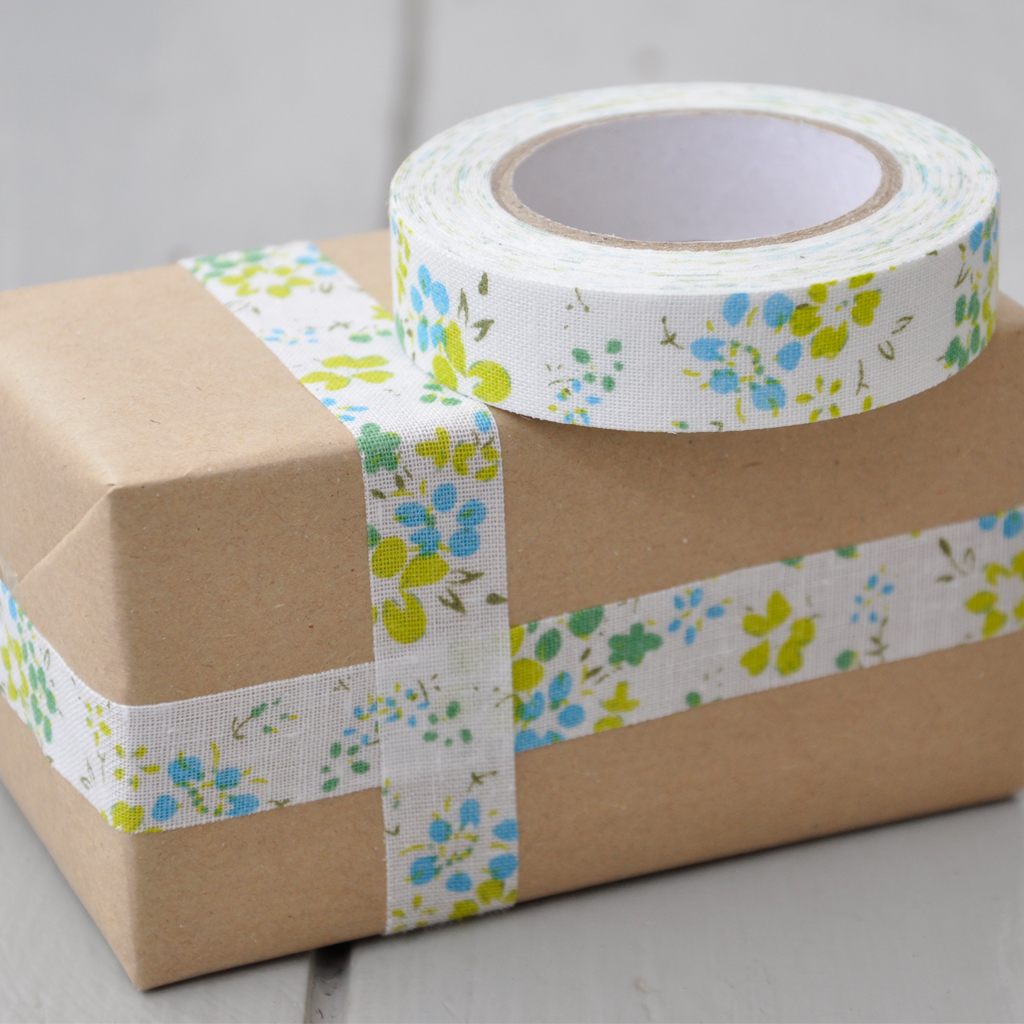 Blue Floral Fabric Sticky Gift Tape Rex London