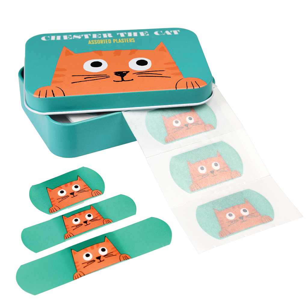 Chester The Cat Plasters In A Tin (pack Of 30) Rex London
