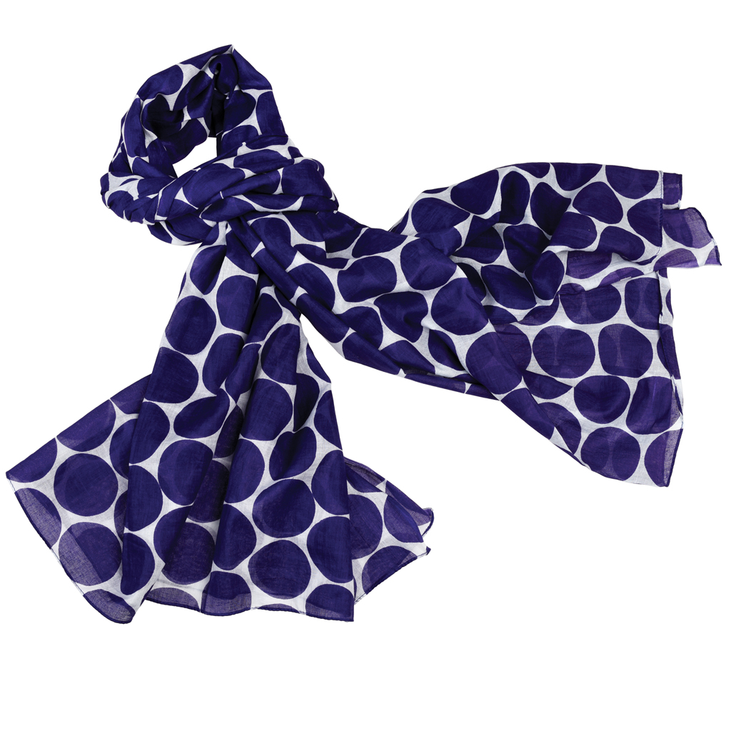 Indigo Spot Cotton Scarf Rex London