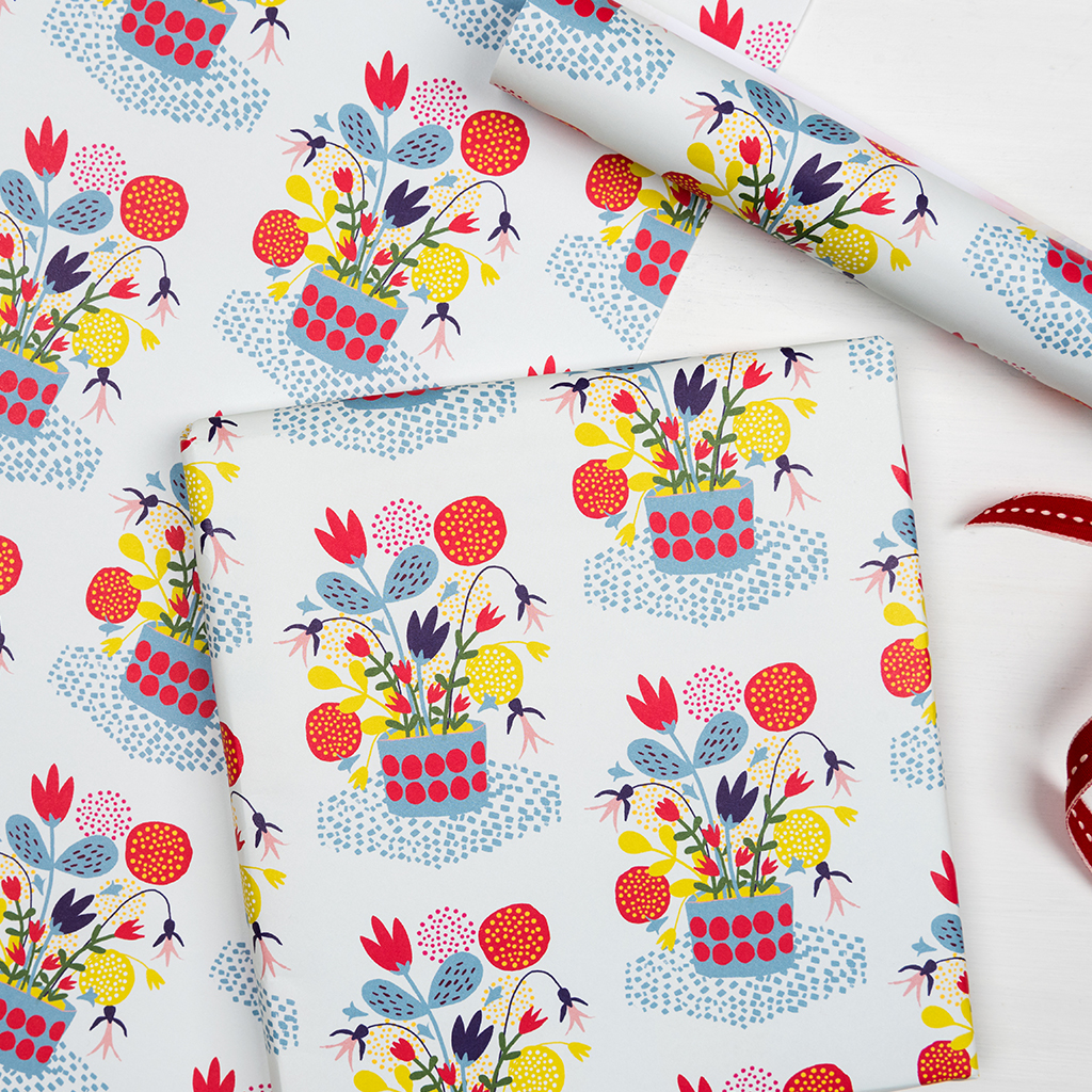 Flower Pot Wrapping Paper (5 Sheets) Rex London