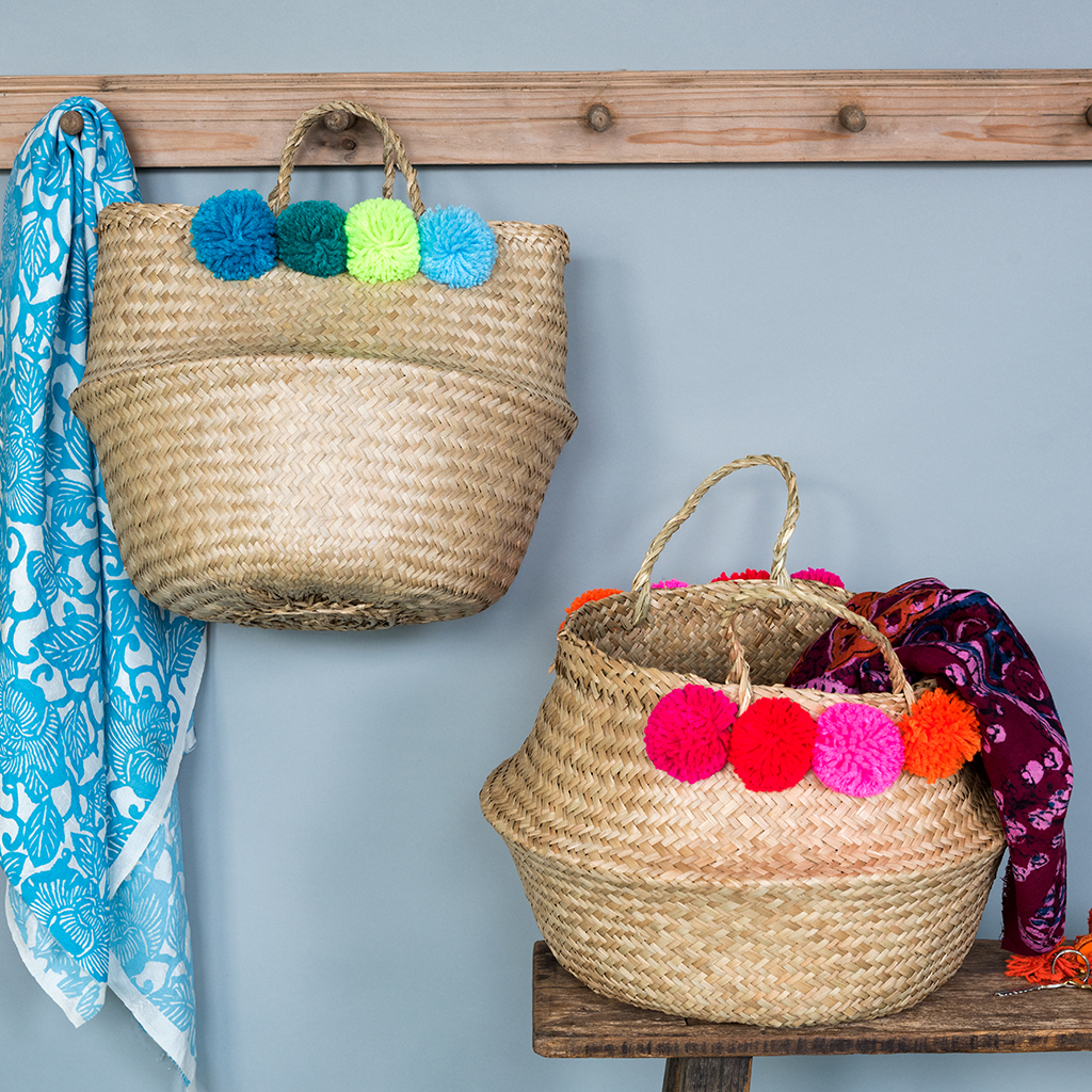 Pink Pom Pom Belly Basket Rex London