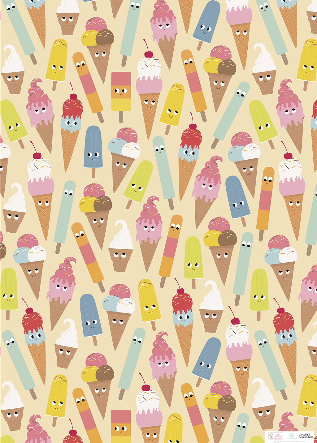 SEARCH AND BUY THIS PRODUCT AT AMAZON.COM Ice Cream Friends Wrapping Paper (5 Sheets) | Rex London (dotcomgiftshop)