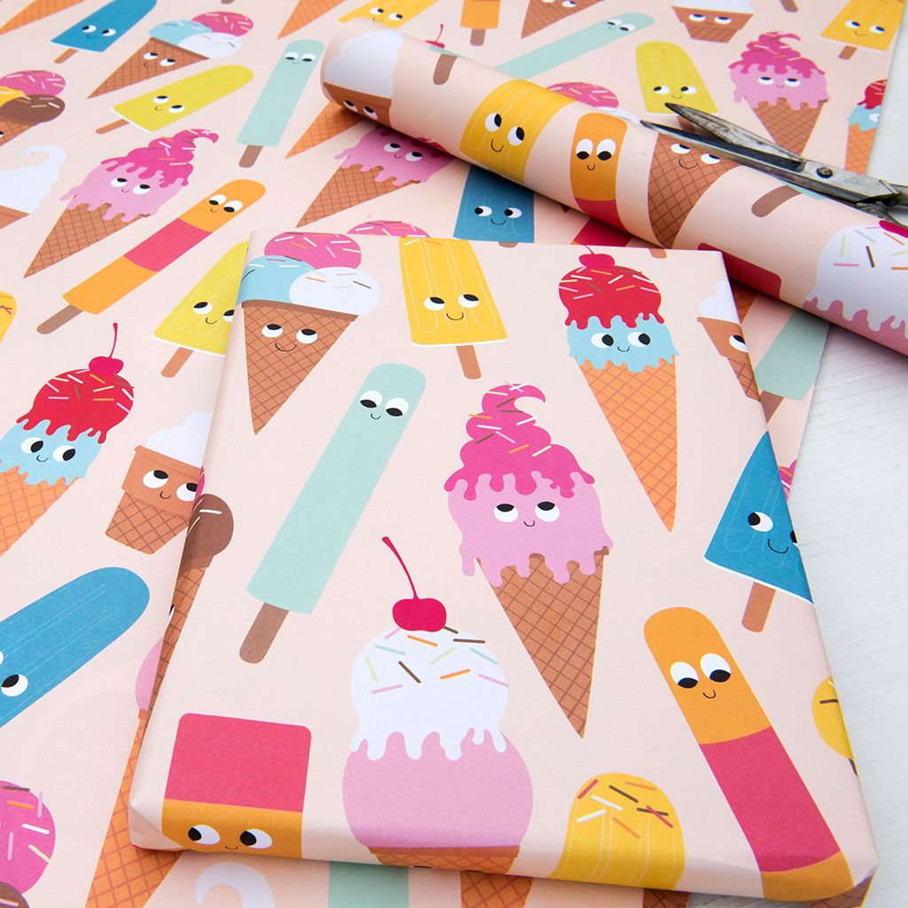 Ice Cream Friends Wrapping Paper (5 Sheets) Rex London