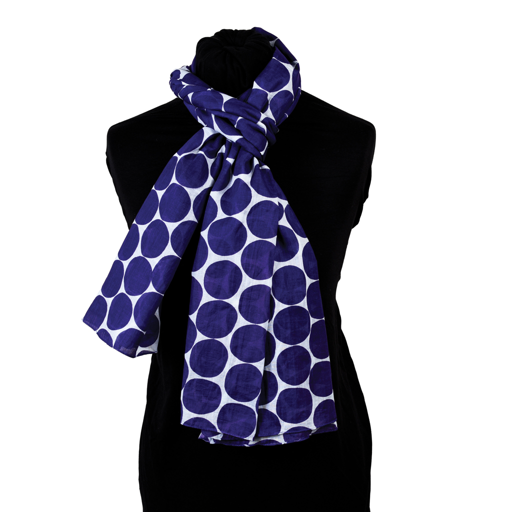 Indigo Spot Cotton Scarf Rex London