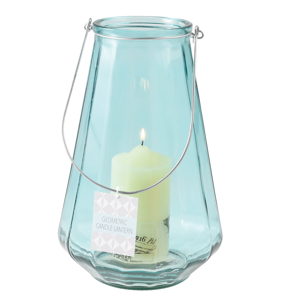 Large Geometric Blue Candle Holder Rex London