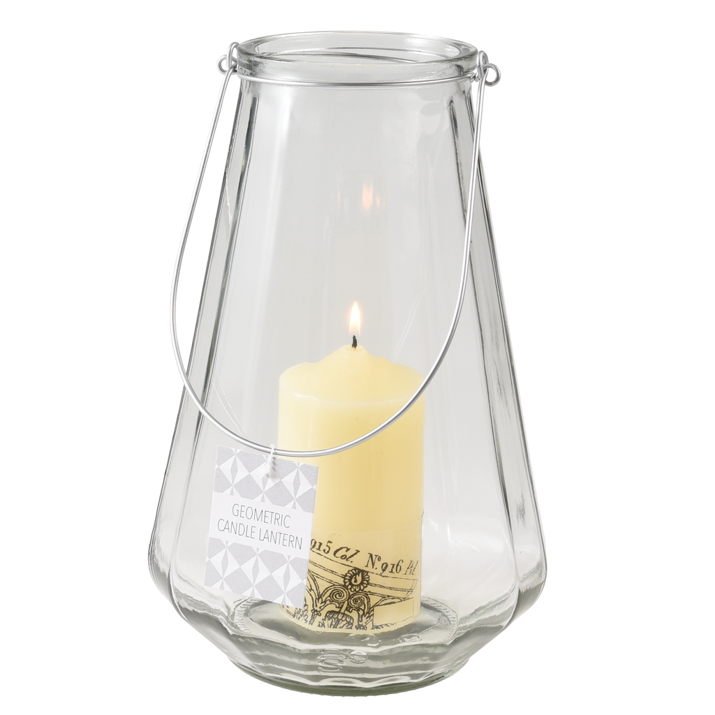 Large Geometric Clear Candle Holder Rex London