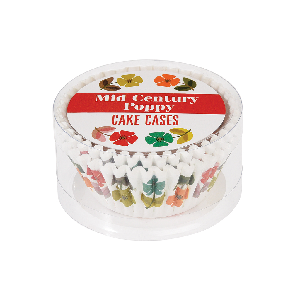 50 Mid Century Poppy Cake Cases Rex London