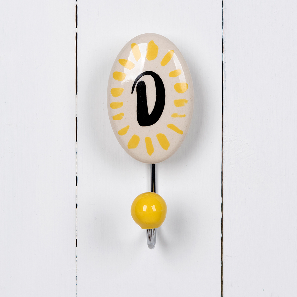 painted ceramic letter hook d rex london dotcomgiftshop letter hook