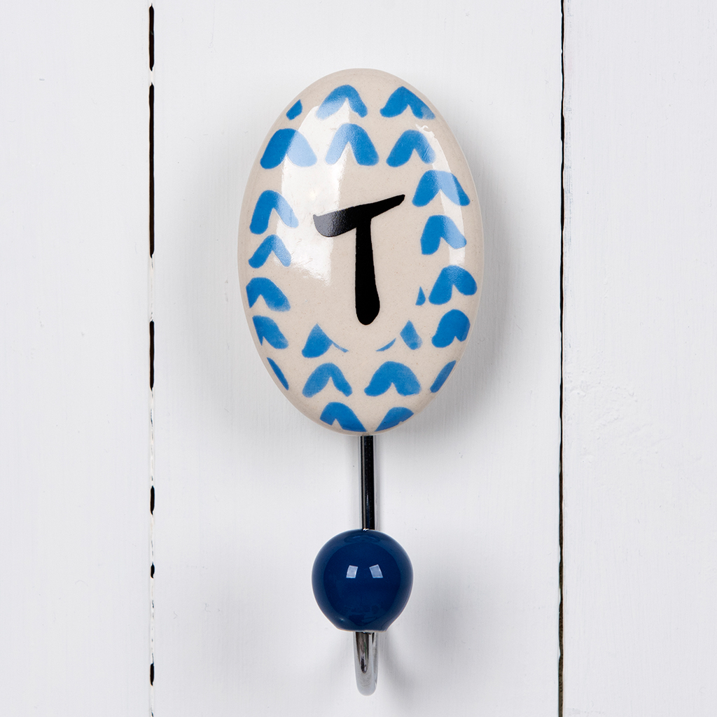 painted ceramick letter hook t rex london dotcomgiftshop letter hook
