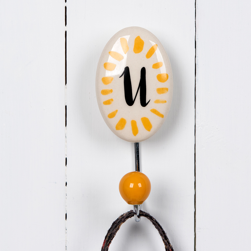 painted ceramic letter hook u rex london dotcomgiftshop letter hook