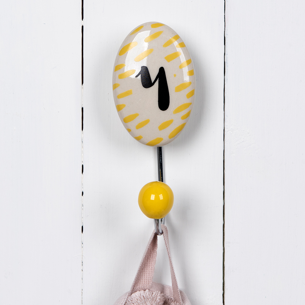 painted ceramic letter hook y rex london dotcomgiftshop letter hook