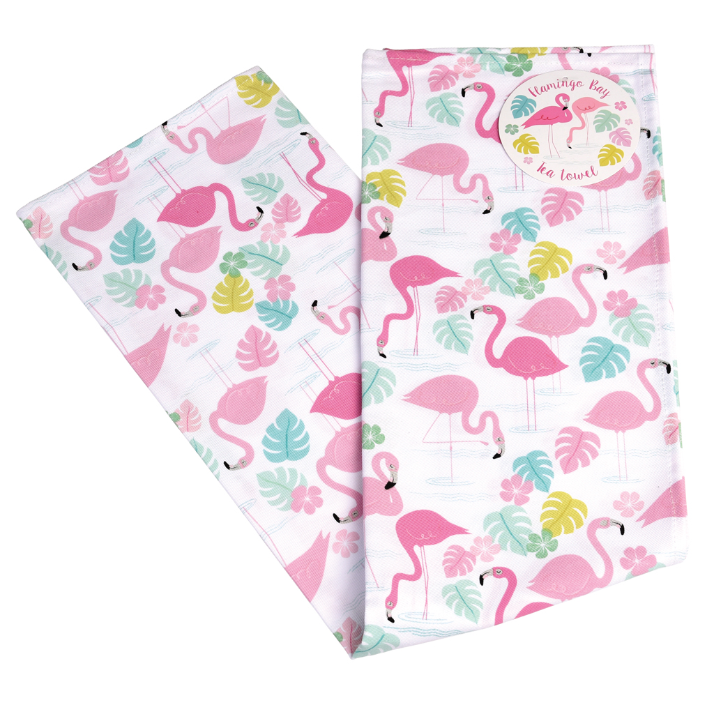 flamingo bay tea towel rex london dotcomgiftshop
