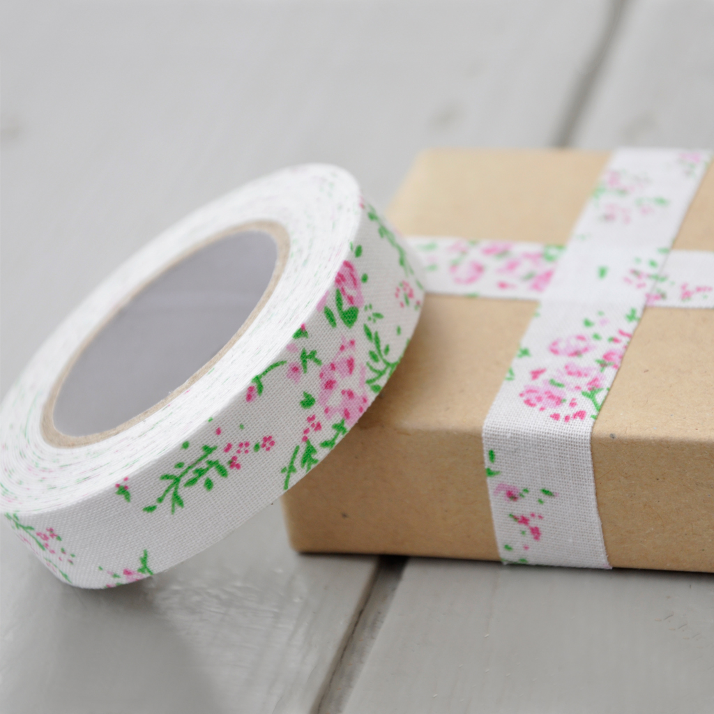 Pink Floral Fabric Sticky Gift Tape Rex London