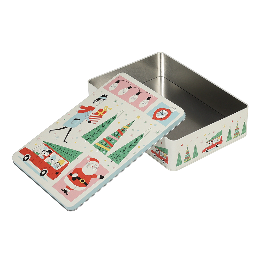 Rectangular Festive Family Christmas Tin Rex London