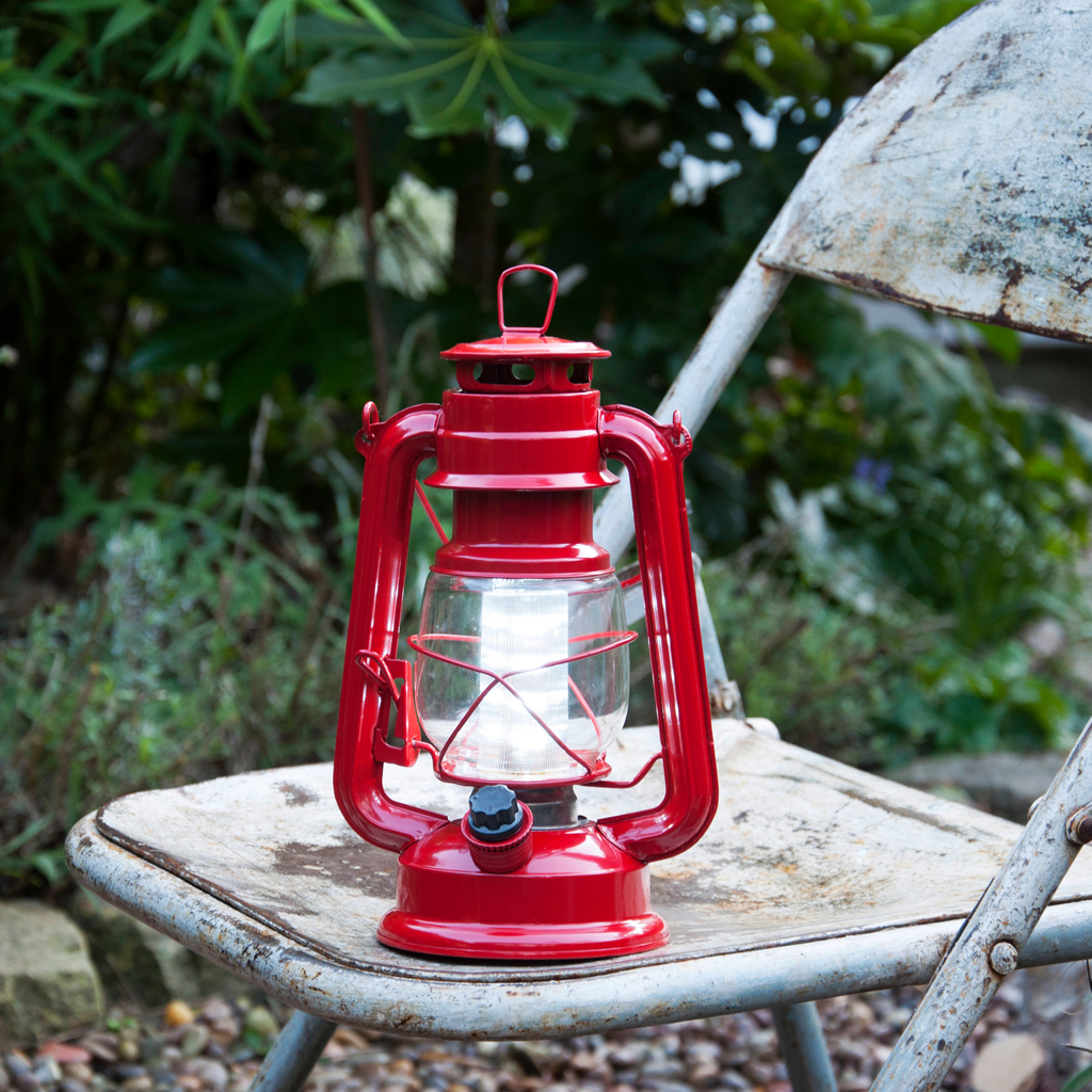 Red L.e.d Battery Powered Hurricane Lamp Rex London
