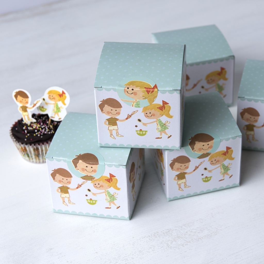 Six Cupcake Boxes With Stickers Rex London