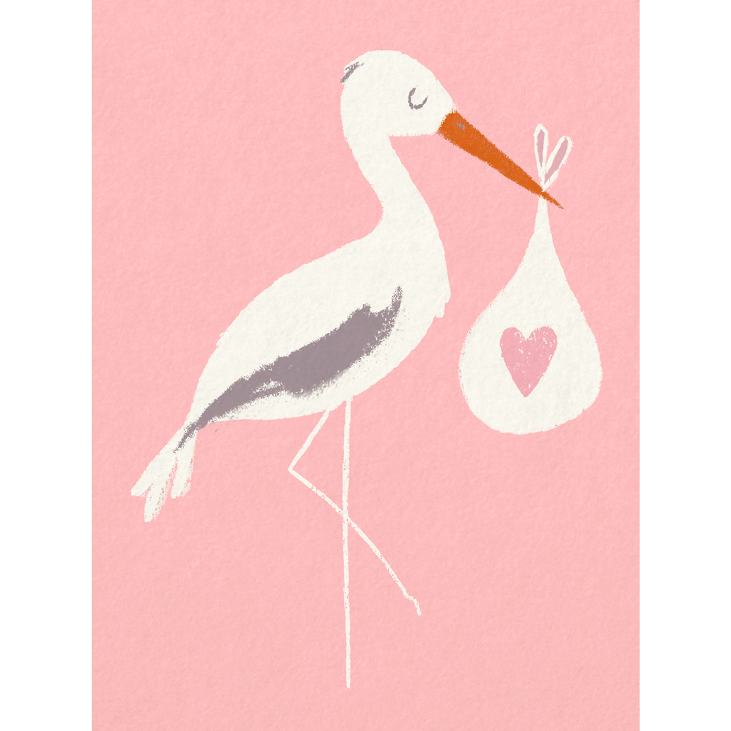 stork newborn baby girl bundle pink greetings card
