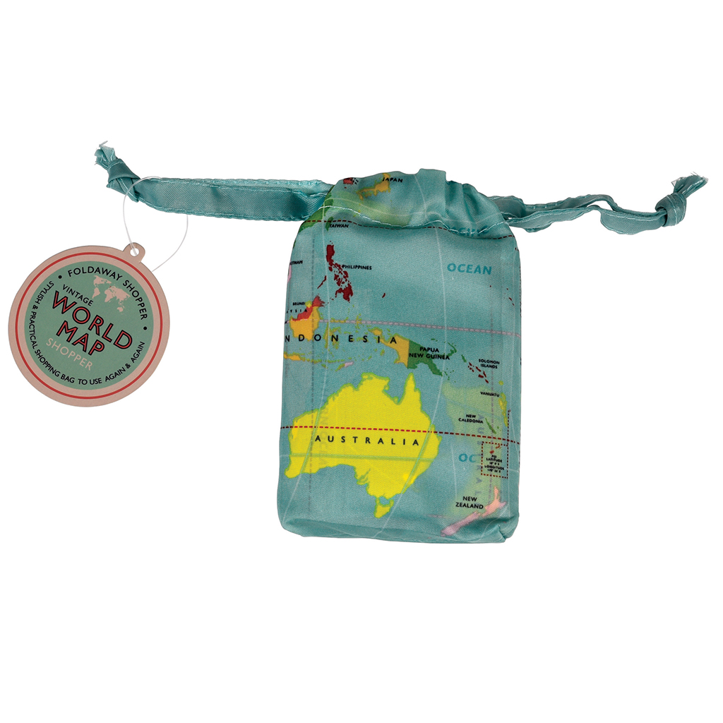 World Map Foldaway Ping Bag Rex London Dotcift Reusable Per Bag World Map Print In A Pouch