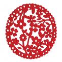 Small Red Felt Floral Round Placemat Small Red Felt Floral Round Placemat
