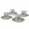 Set Of 4 Blue Tit Design Espresso Cups And Saucers Set Of 4 Blue Tit Design Espresso Cups And Saucers