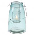 Blue Embossed Glass Mason Jar Tea light Holder Blue Embossed Glass Mason Jar Tea light Holder